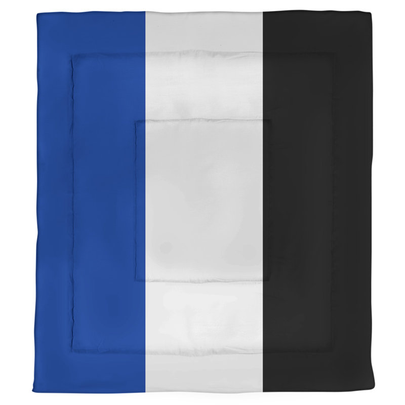 Modern & Contemporary Polyester Percale Striped Comforter, King Comforter, Blue/White