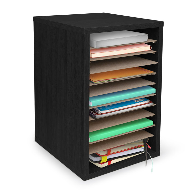 Black MDF 11-Compartment Adjustable Mailroom Organizer