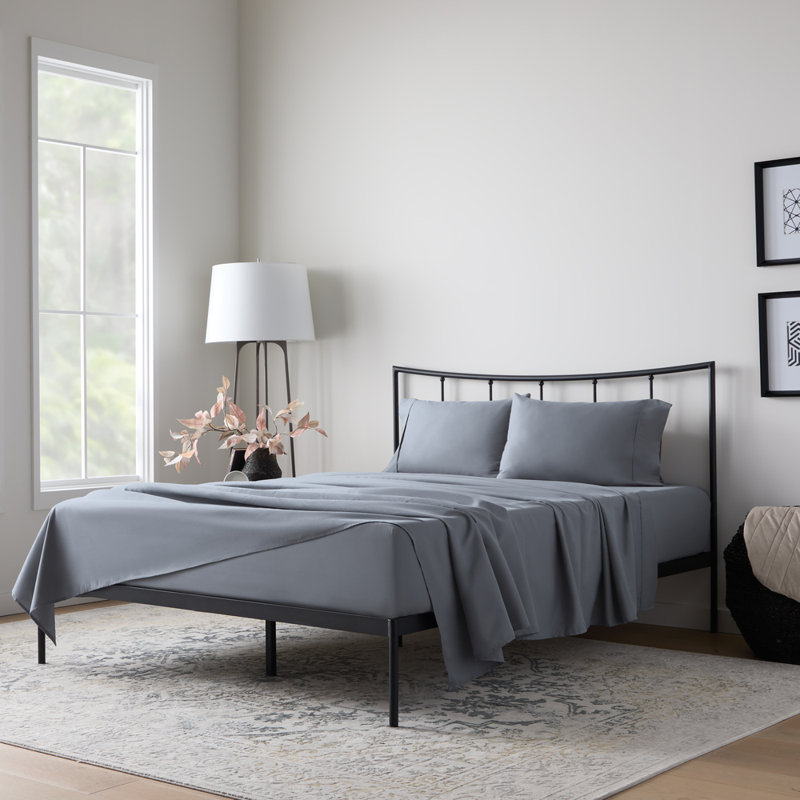 Ensemble de draps en microfibre 90 g / m², taille simple, gris anthracite - Ensemble de draps 3 pièces avec drap-housse, drap plat et taie d'oreiller, microfibre brossée douce, résistante au rétrécissement