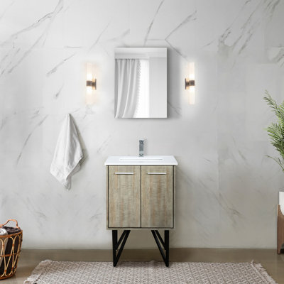 Meuble-lavabo rustique avec surface en marbre de culture, robinet, 18 po Miroir - et Scratch - pour le comptoir de bain à longue durée de vie