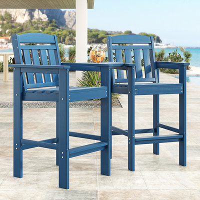 Ensemble de 2 grandes chaises Adirondack, tabourets Adirondack en PEHD avec plateau de connexion