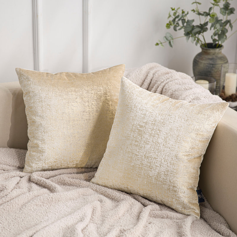 Housse de coussin en velours texturé vert doré et coussins décoratifs pour canapé-lit, Rectangle H 12 po x l 20 po, Or vert
