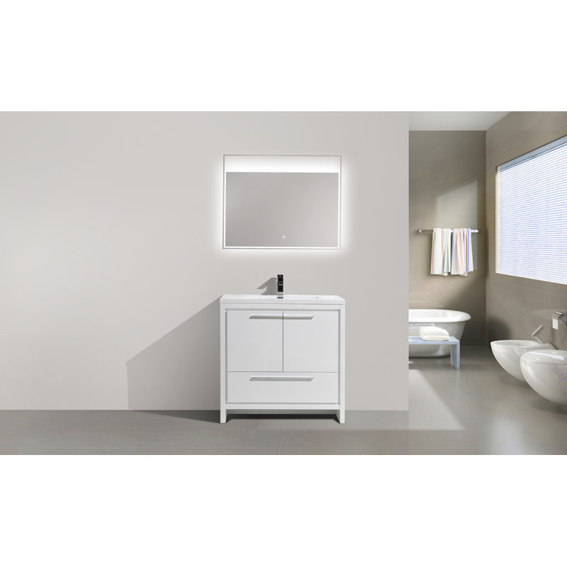 Ensemble de meuble-lavabo simple 35,5 po Lefebvre, Blanc brillant