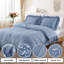 Ensemble de housse de couette à volants pour grand lit, 2 pièces Shabby Chic Farmhouse, conception à volants rétro, microfibre douce, bleu-126214300-126214303