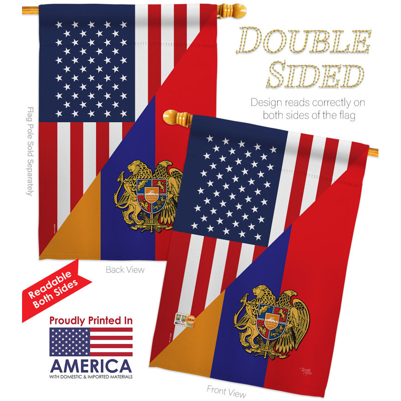 Drapeau de maison en polyester à 2 côtés Armenia 40 po x 28 po