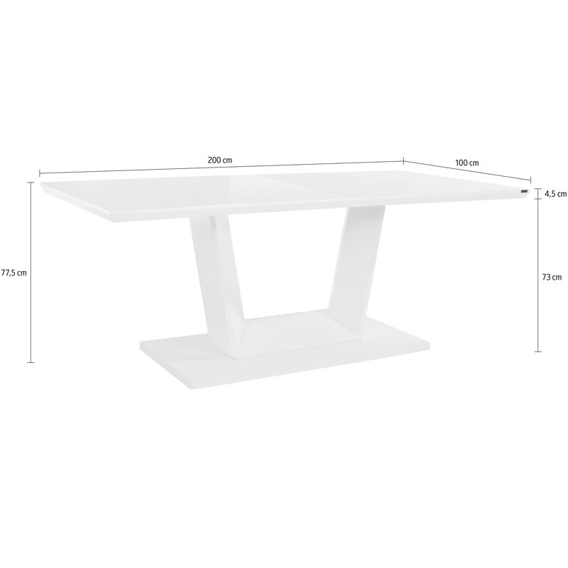 Zetland Dining Table, 77.5 cm H x 200 cm L x 100 cm D