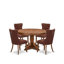 L'ensemble de table de salle à manger 5 pièces se compose d'une table de salle à manger de style Mid-Century et de 4 chaises de cuisine en tissu de polyester gris platine avec dossier capitonné - Finition noyer antique-1047955800-1047640879-1051816180