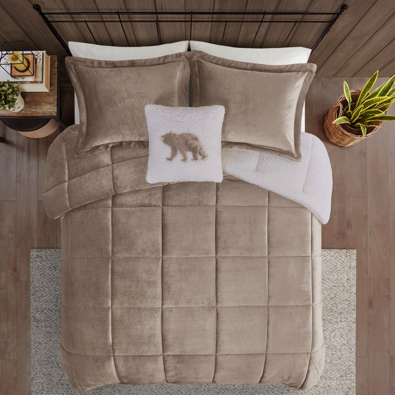 King To Comforter - , Taupe , 18" Square Sham Fill, 100% , Taupe+, Taupe/Ivory