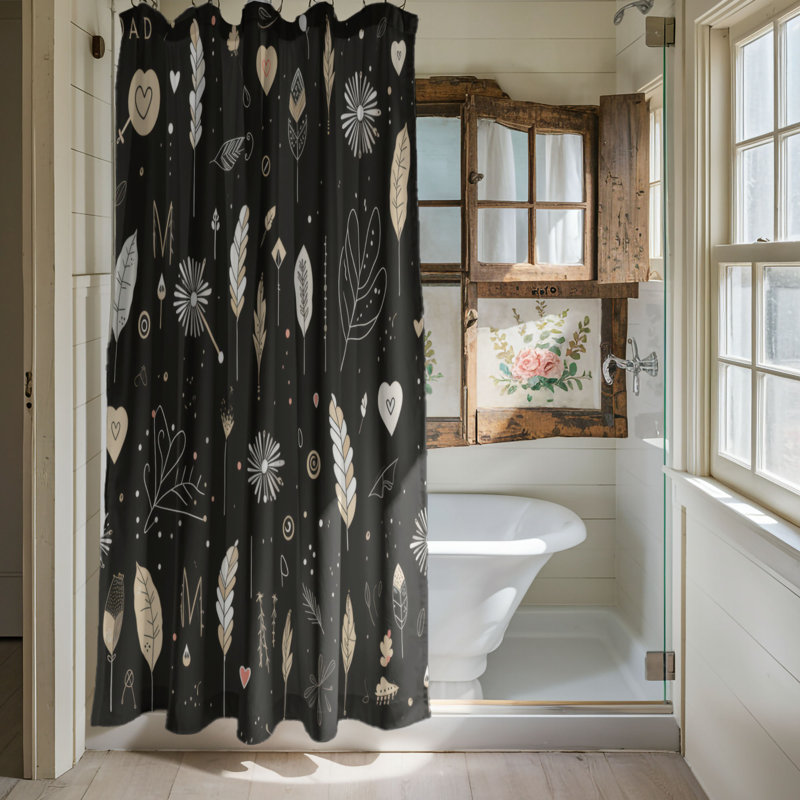 Boho Hearts - Premium Shower Curtain, 74"H x 71"W