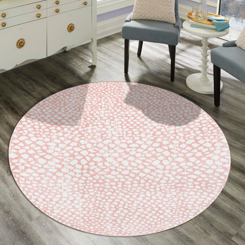 Tapis rose à motif animalier Langley Street®, Rond 7 pi 10 po