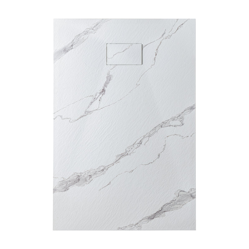 59" L X 35.4" W Solid Surface Low-Profile Shower Base: Non-Slip, Reversible Drain, Wheelchair-Friendly, Available in 4 Colors