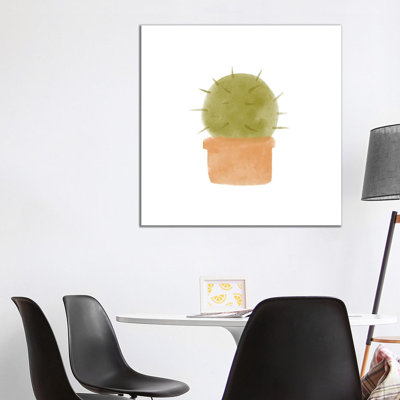 Watercolor Cactus III 1 Piece Wrapped Canvas Wall Art
