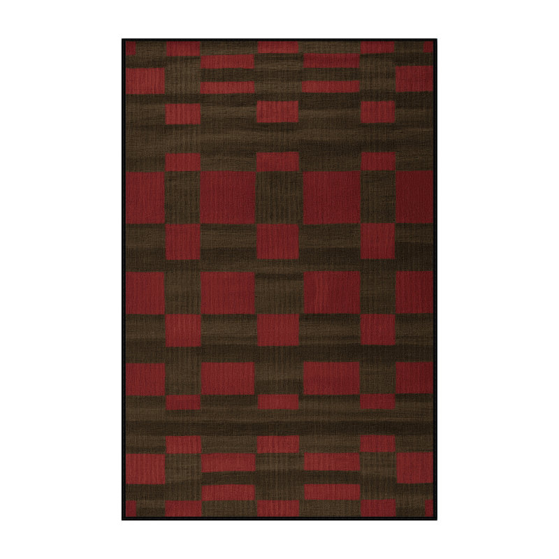 Tapis brun à carreaux lavable à la machine, Rectangle 2 pi x 3 pi