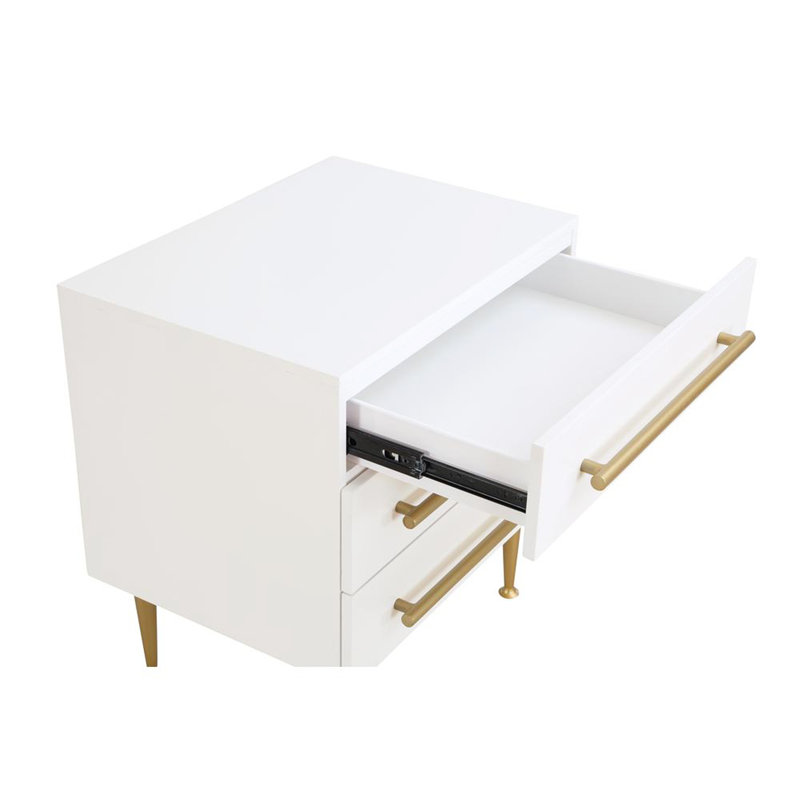 Table de chevet moderne à 3 tiroirs et table de chevet blanche Modern