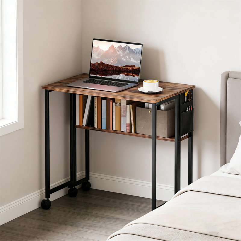 Metal Base Computer Desk, Brown