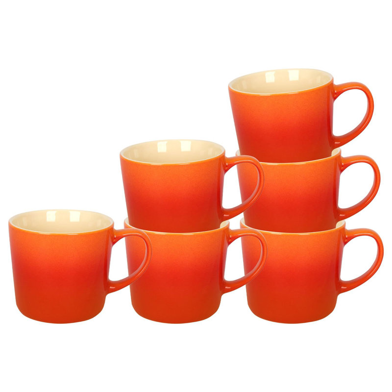 Argon Tableware - 330ml Ombre Coffee Mug - Glazed New Bone China Drinking Cup, Orange, 6