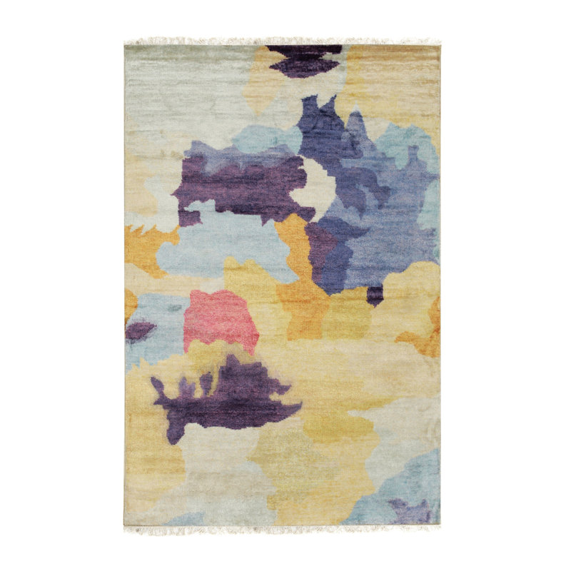 Tapis en soie de bambou multicolore fait à la main Lianny