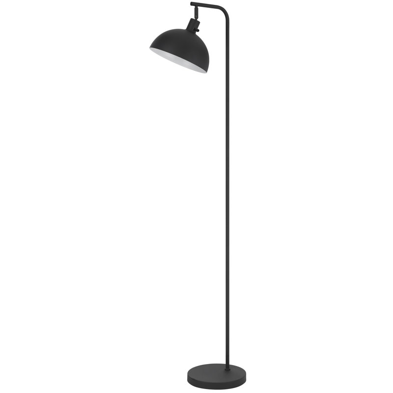 Lampe sur pied suspendue en métal noir avec abat-jour en forme de dôme, 156 cm de hauteur