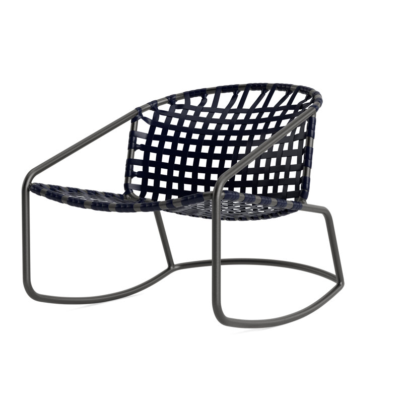 Kantan Outdoor Lounge Chair, Textured Pewter/Marine Vinyl Lace
