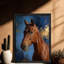 Décoration murale en bois massif de qualité supérieure avec impression encadrée de cheval pour les intérieurs contemporains-623751851