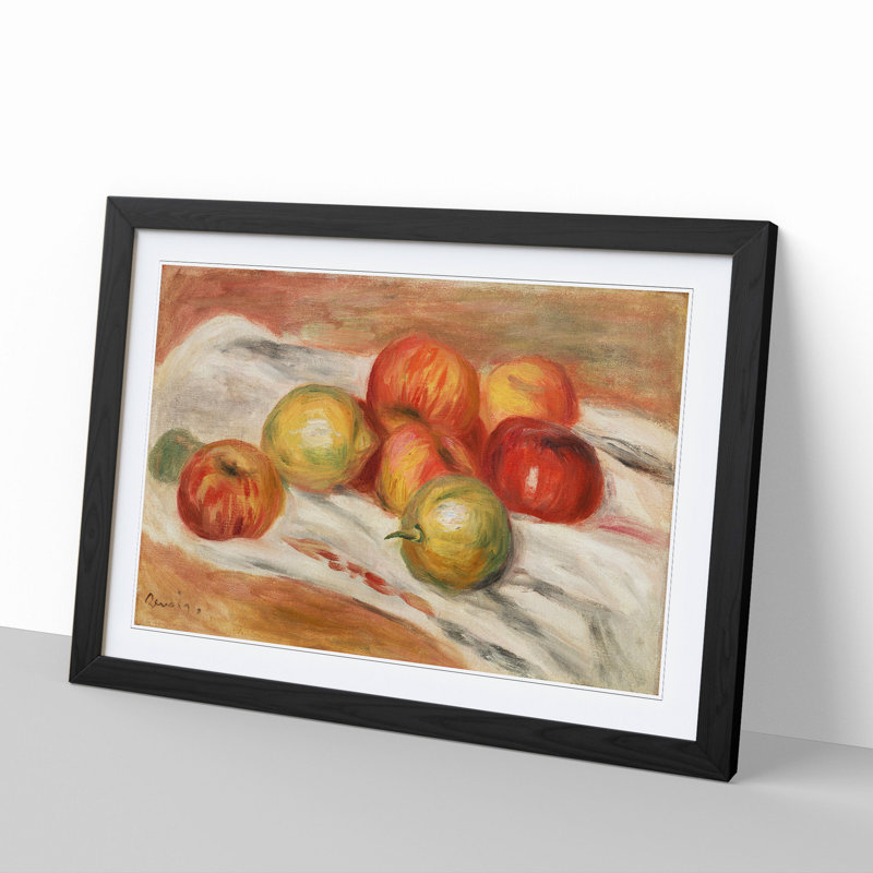 Still Life with Fruits Vol.3 by Pierre-Auguste Renoir - Picture Frame Painting, 48cm H x 65cm W x 2cm D, Black