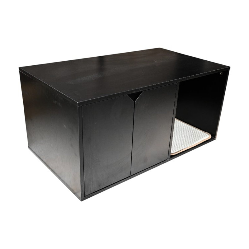 Enceinte de litière pour chat 35,43 ", maison noire avec bloc-notes, 20,16" x 16,76 ", 52 livres, structure stable et robuste pour l'enclos, large, 16,76" de haut, valeur esthétique
