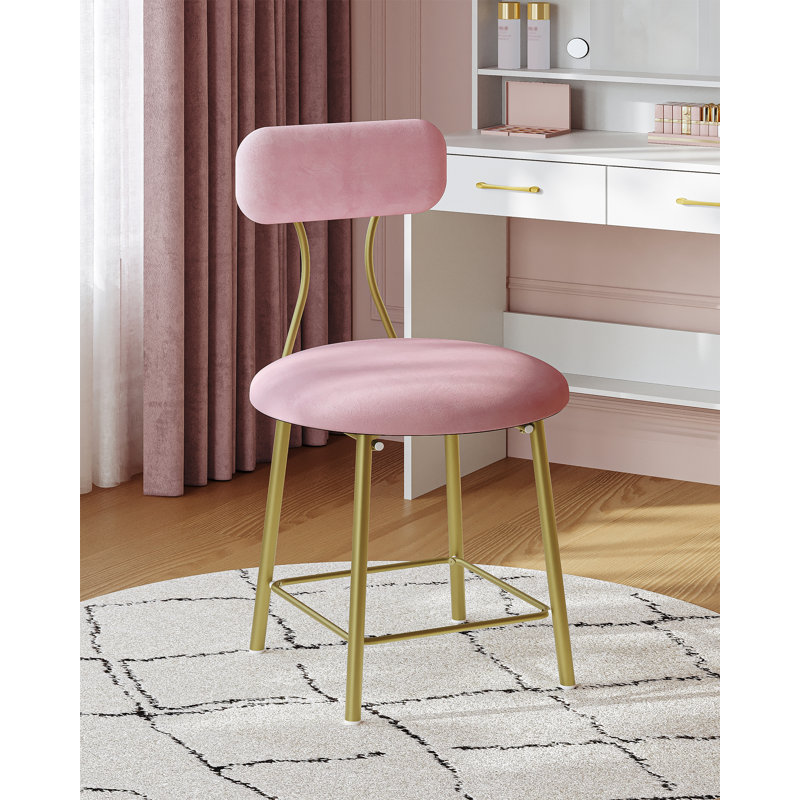 Dressing Table Chair with White Legs, Vanity Chair Stool with Soft Padding, Makeup Dressing Table Stool for Bedroom, Living Room