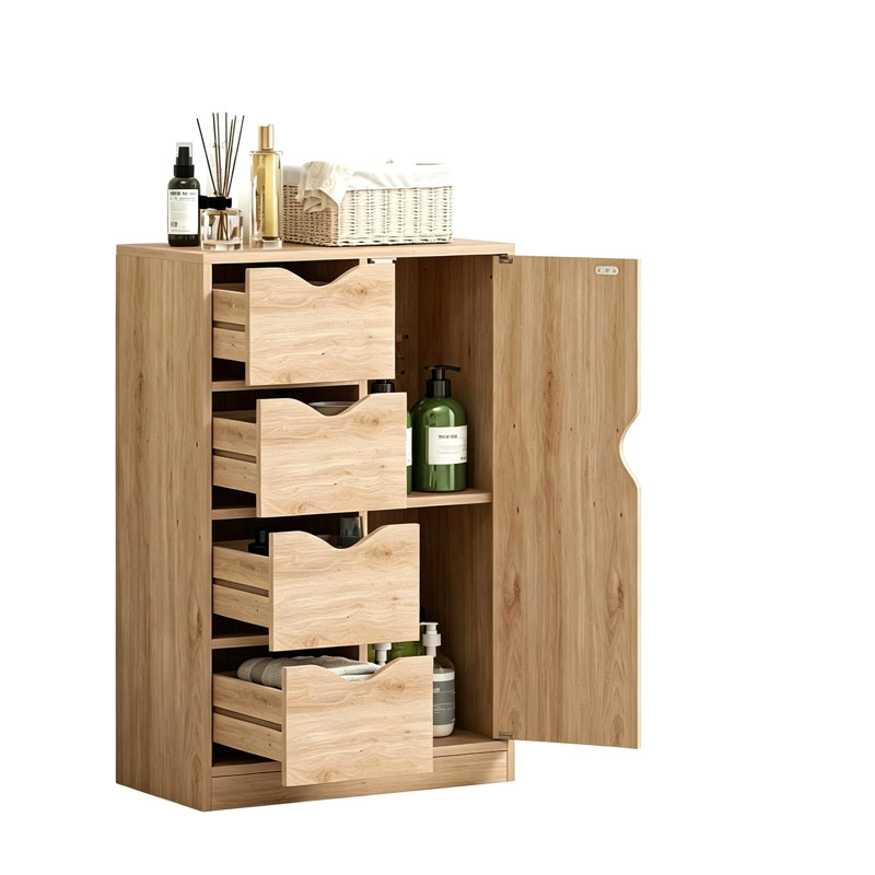 Compact Vertical Storage Cabinet,Multi-Compartment Floor Cabinet,Narrow Storage Unit,Accent Cabinet
