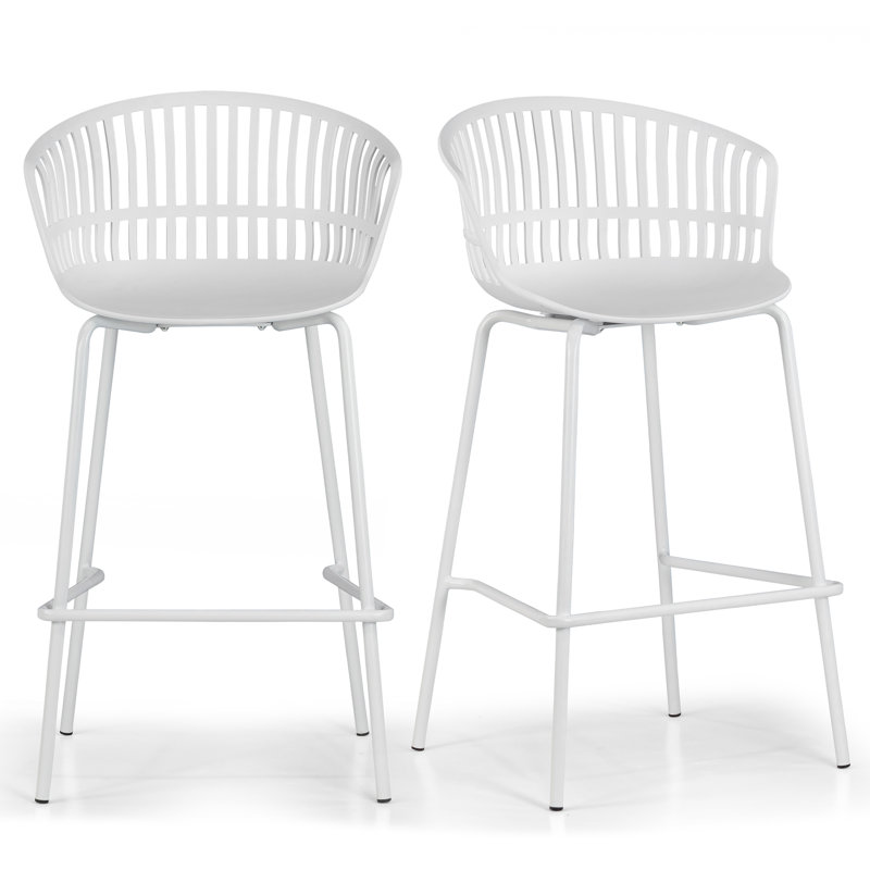 Korrah Counter Stool with Metal Frame, White, Counter Stool (26” Seat Height)