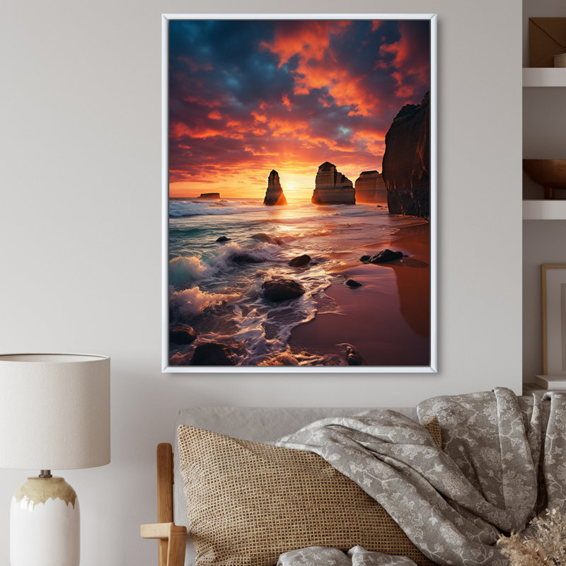 Australie, douze apôtres majestueux II sur toile, H 20 po x l 12 po x P 1 po, Cadre flottant blanc