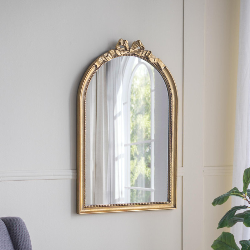 Miroir arqué de style baroque, Doré, 37,3 po x 23,6 po