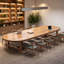 Bureau ovale brun en bois massif-487985632