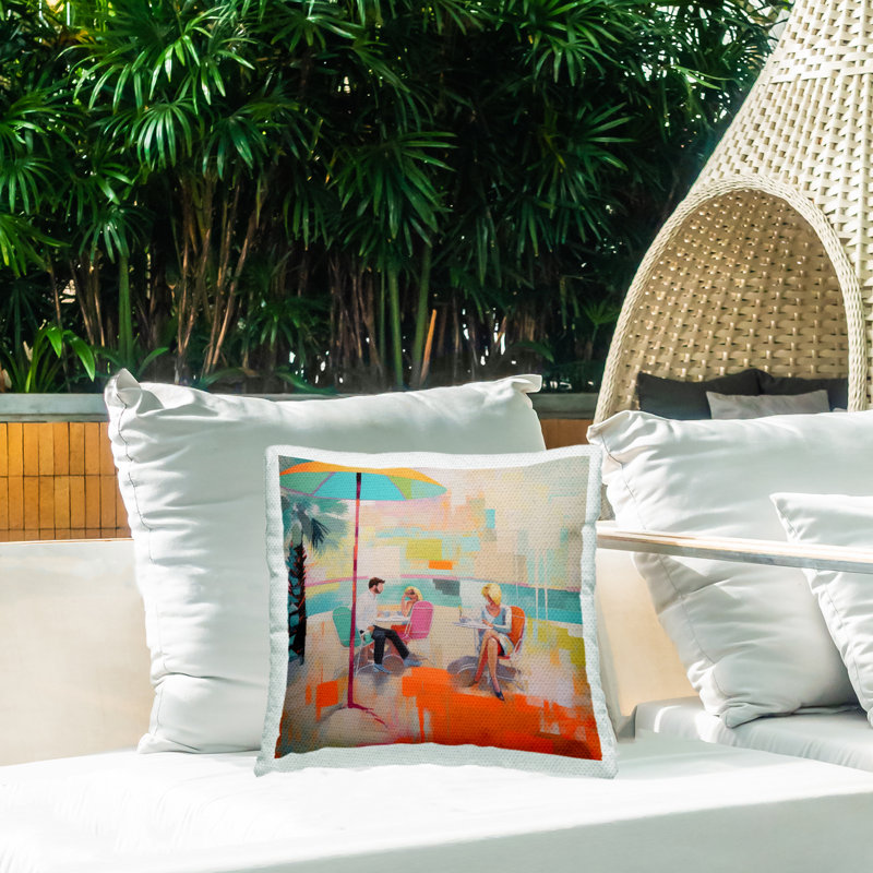 Coussin extérieur People at Beach Cafe par Irena Orlov