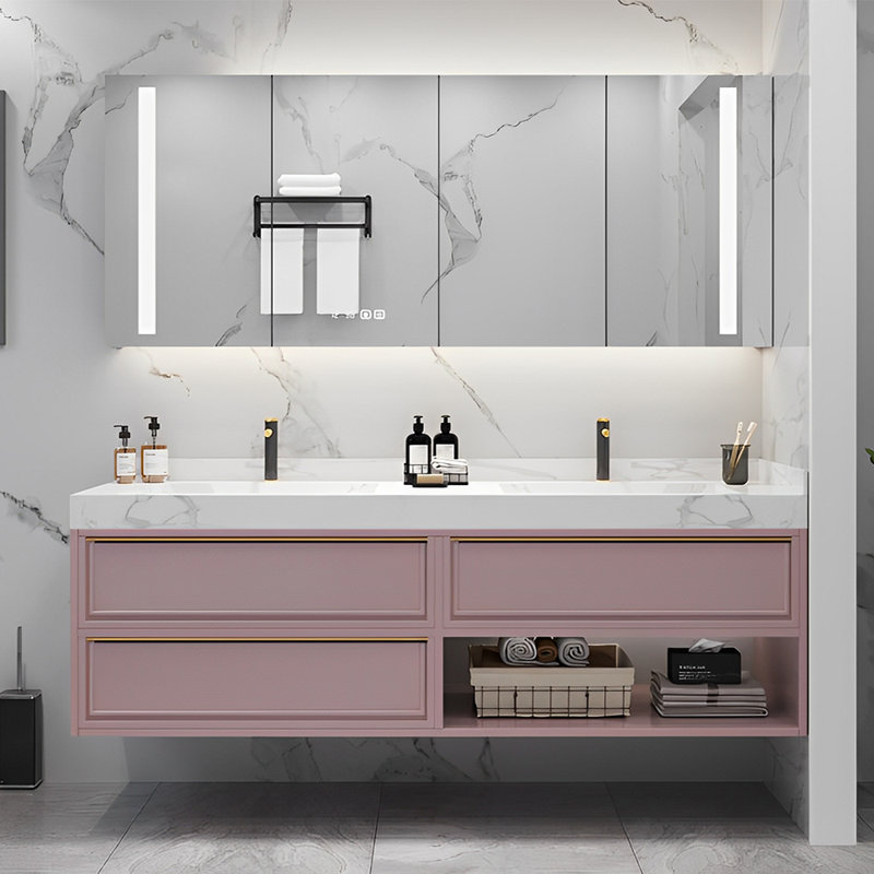 Armoire de salle de bain moderne et luxueuse, 59", Rose