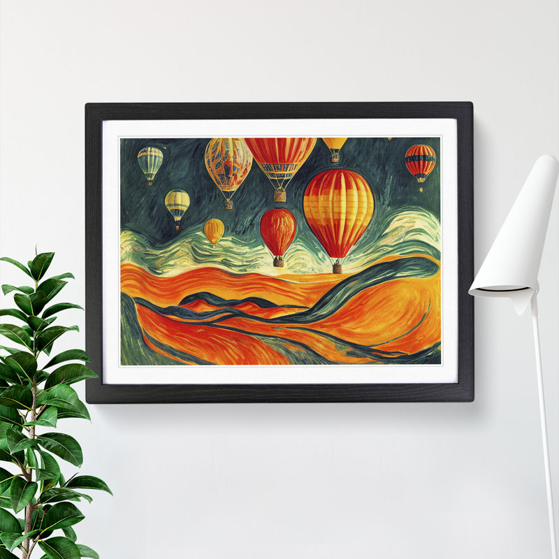 Surreal Hot Air Balloons - Framed Print, Black, 25cm H x 34cm W x 2cm D