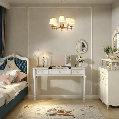 Cream Style Solid Wood Dressing Table