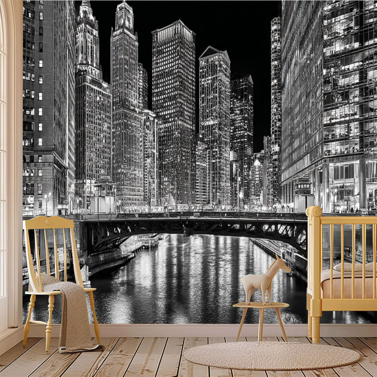 Latitude Run® Peel and Stick Wallpaper Wall Mural Chicago Wall Art Self ...
