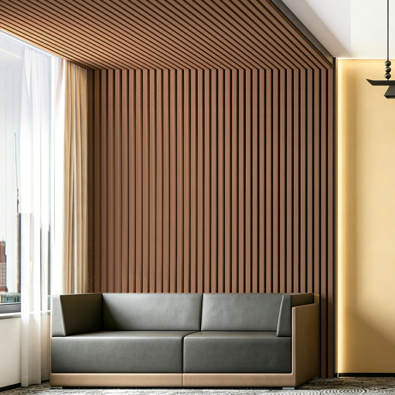 2 panneaux muraux en bois acoustique de L 95,7 po x l 24 po, panneaux décoratifs insonorisés pour murs et plafonds, panneaux muraux en bois à lattes 3D