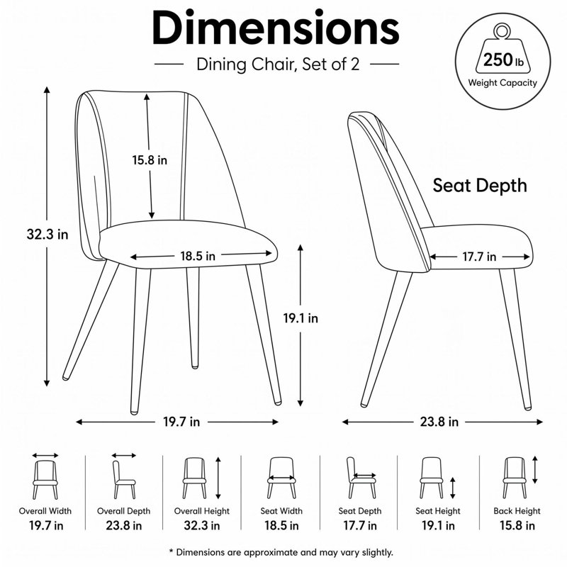 Chaises de salle à manger rembourrées Laqueisha, Brun