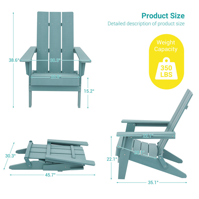 Chaise Adirondack pliable Fairlough HiPS, Bleu lac