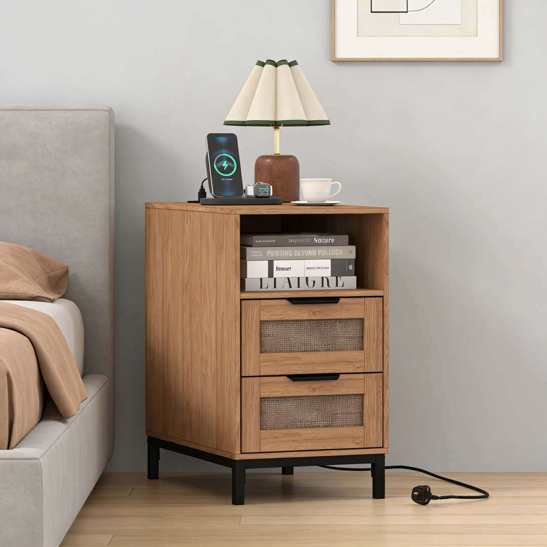 35cm W Manufactured Wood Bedside Table