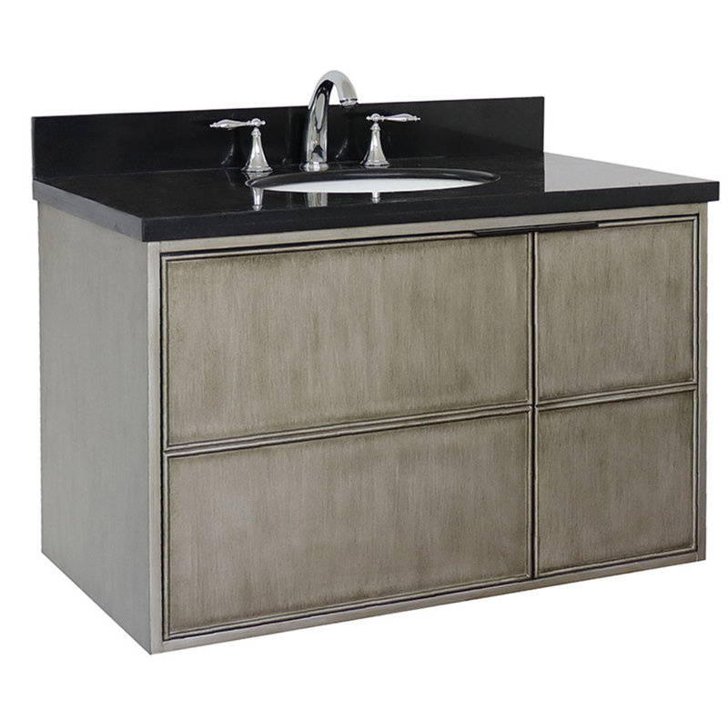 37'' Single Bathroom Vanity with Stone Top, Black Galaxy