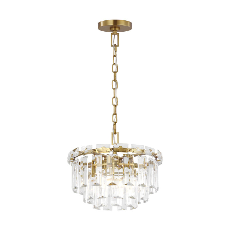 Dimmable Tiered Chandelier, Burnished Brass, 14.76" H x 16.13" W x 16.13" D