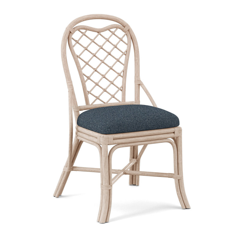 Trellis Back Side Dining Chair, Bisque, Basic Blue; 0317-63