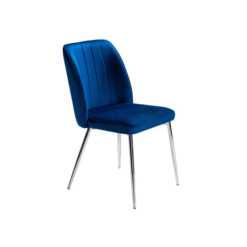 Tashina Velvet Upholstered Side Chair in Blue