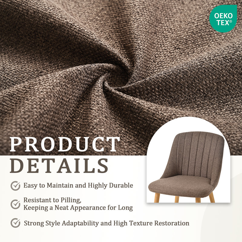 48.5cm H Upholstered Side Chair, Brown Linen/Natural