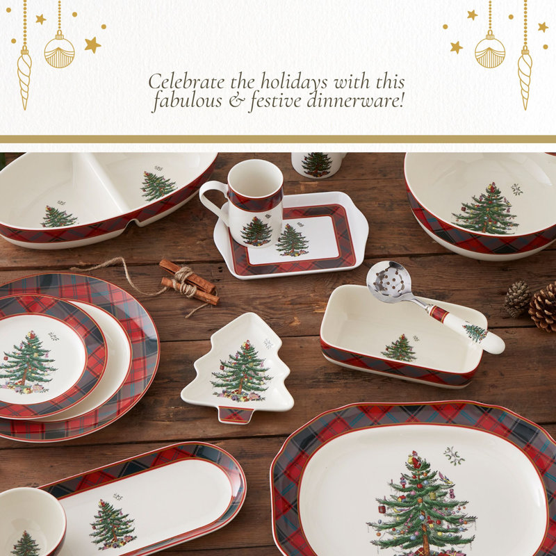 Spode Christmas Tree Tartan 11" Dinner Plate