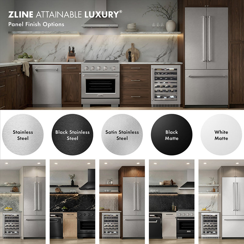 ZLINE 36" Built-In 3-Door French Door Refrigerator with Internal Water and Ice Dispenser, Panel Ready