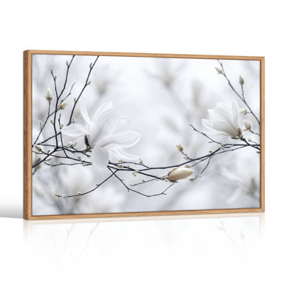 Ensemble de 1 tableau sur toile à fleurs blanches