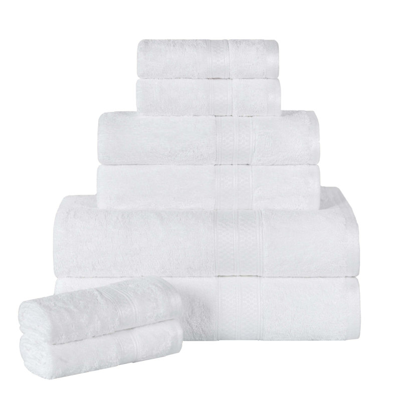 8 Piece Rayon from Bamboo Towel Set, White